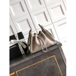 Mirror Quality Replica Chanel 25 Mini Hobo Bag in Suede Calfskin Gray Clone