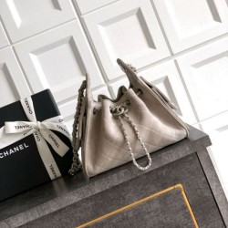Mirror Quality Replica Chanel 25 Mini Hobo Bag in Suede Calfskin Gray Clone