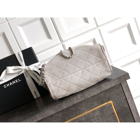 Mirror Quality Replica Chanel 25 Mini Hobo Bag in Suede Calfskin Gray Clone