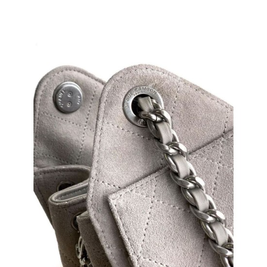Mirror Quality Replica Chanel 25 Mini Hobo Bag in Suede Calfskin Gray Clone
