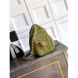 Mirror Quality Replica Chanel 25 Mini Hobo Bag in Suede Calfskin Green Clone