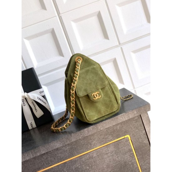 Mirror Quality Replica Chanel 25 Mini Hobo Bag in Suede Calfskin Green Clone