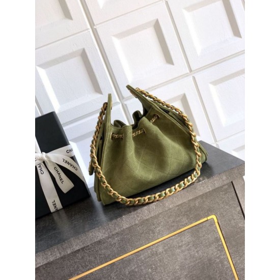 Mirror Quality Replica Chanel 25 Mini Hobo Bag in Suede Calfskin Green Clone