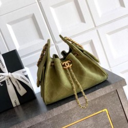 Mirror Quality Replica Chanel 25 Mini Hobo Bag in Suede Calfskin Green Clone