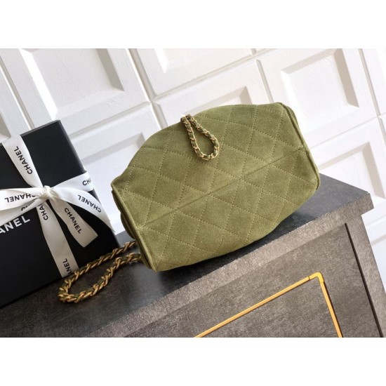 Mirror Quality Replica Chanel 25 Mini Hobo Bag in Suede Calfskin Green Clone