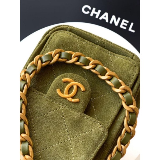 Mirror Quality Replica Chanel 25 Mini Hobo Bag in Suede Calfskin Green Clone
