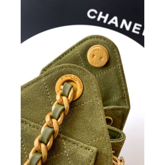 Mirror Quality Replica Chanel 25 Mini Hobo Bag in Suede Calfskin Green Clone