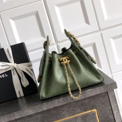 Mirror Quality Replica Chanel 25 Small Bucket/Shoulder Bag in Quilted Caviar Leather Green Clone
