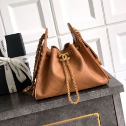 Mirror Quality Replica Chanel 25 Small Bucket/Shoulder Bag in Quilted Caviar Leather Brown Clone