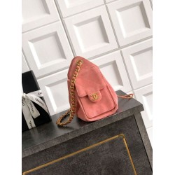 Mirror Quality Replica Chanel 25 Mini Hobo Bag in Pink Suede Calfskin Clone