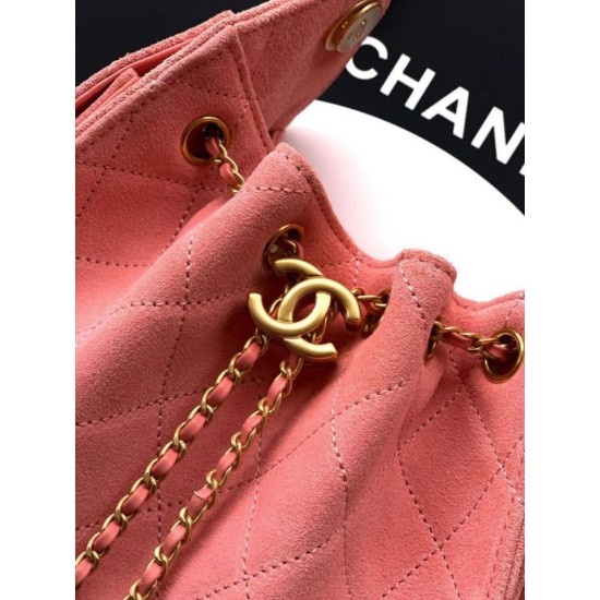 Mirror Quality Replica Chanel 25 Mini Hobo Bag in Pink Suede Calfskin Clone