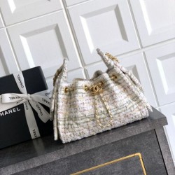 Mirror Quality Replica Chanel Bags Chanel 25 Small Hobo Bag in Multicolored Tweed AS5631 White Clone
