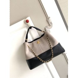 Mirror Quality Replica Chanel 25A Small Hobo Style Shopping Bag AS5634 Suede/Lambskin Gray/Black Clone