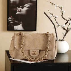 Mirror Quality Replica Chanel Maxi Flap Suede Bag Brown Clone