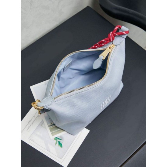 Mirror Quality Replica Miu Miu Gabardine Shoulder Bag 5NE841 Blue Clone