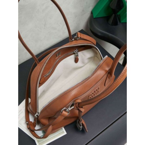 Luxury Replica Miu Miu Vivant Nappa Tote Bag 5BB199 Brown Knockoff Mirror Quality Replica Miu Miu Vivant Nappa Tote Bag 5BB199 Brown Clone