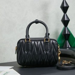 Luxury Replica Miu Miu Arcadie Nappa Tote Bag Quilted 5BB123 Black Knockoff Mirror Quality Replica Miu Miu Arcadie Nappa Tote Bag Quilted 5BB123 Black Clone