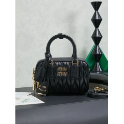 Mirror Quality Replica Miu Miu Arcadie Nappa Tote Bag Quilted 5BB123 Black Clone