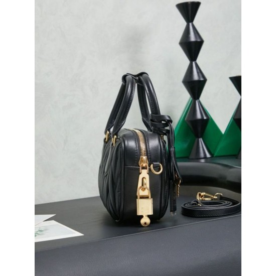 Mirror Quality Replica Miu Miu Arcadie Nappa Tote Bag Quilted 5BB123 Black Clone