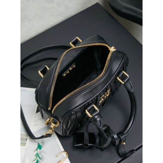 Mirror Quality Replica Miu Miu Arcadie Nappa Tote Bag Quilted 5BB123 Black Clone