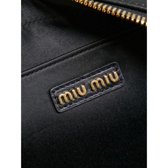 Mirror Quality Replica Miu Miu Arcadie Nappa Tote Bag Quilted 5BB123 Black Clone