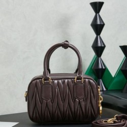 Mirror Quality Replica Miu Miu Arcadie Quilted Nappa Tote Bag 5BB123 Burgundy Clone