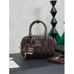 Mirror Quality Replica Miu Miu Arcadie Quilted Nappa Tote Bag 5BB123 Burgundy Clone