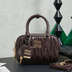 Mirror Quality Replica Miu Miu Arcadie Quilted Nappa Tote Bag 5BB123 Burgundy Clone