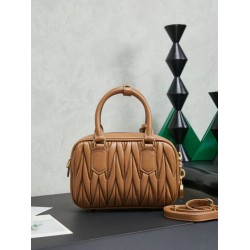 Luxury Replica Miu Miu Arcadie Quilted Nappa Tote Bag 5BB123 Brown Knockoff Mirror Quality Replica Miu Miu Arcadie Quilted Nappa Tote Bag 5BB123 Brown Clone
