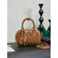 Mirror Quality Replica Miu Miu Arcadie Quilted Nappa Tote Bag 5BB123 Brown Clone