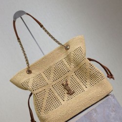 Mirror Quality Replica Jamie YSL Saint Laurent Raffia Tote Bags Natural Clone