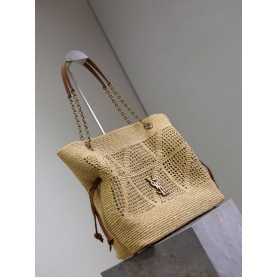 Mirror Quality Replica Jamie YSL Saint Laurent Raffia Tote Bags Natural Clone
