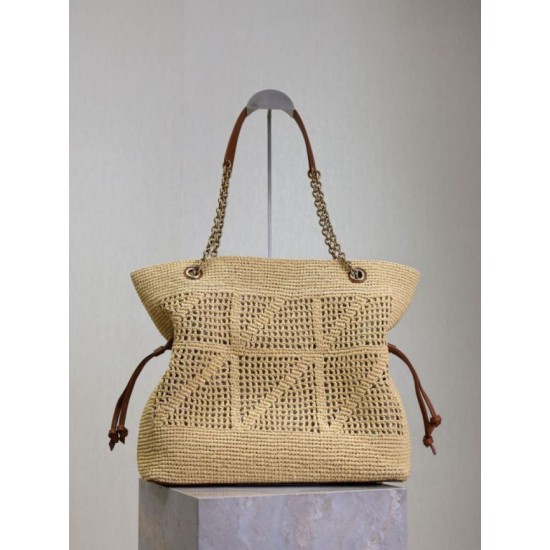 Mirror Quality Replica Jamie YSL Saint Laurent Raffia Tote Bags Natural Clone