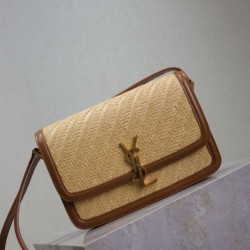 Mirror Quality Replica YSL Saint Laurent Solferino Medium Bag 23cm in Natural Brick Raffia Clone