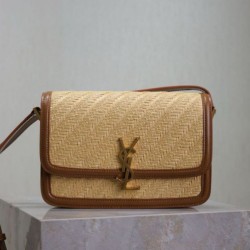 Mirror Quality Replica YSL Saint Laurent Solferino Medium Bag 23cm in Natural Brick Raffia Clone