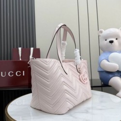Luxury Replica Gucci GG Marmont Medium Tote Bag 855279 Pink Knockoff Mirror Quality Replica Gucci GG Marmont Medium Tote Bag 855279 Pink Clone