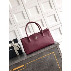 Mirror Quality Replica Chanel Cerf Executive Calfskin Shopper Bag 32cm Burgundy Clone