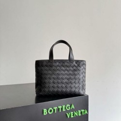 Mirror Quality Replica Bottega Veneta Small Unisex Woven Zip Tote Bag in Black Clone