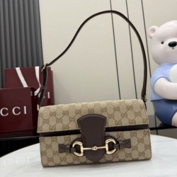 Mirror Quality Replica Gucci Horsebit Ristretto Medium Crossbody Bag A0020Y Brown Clone