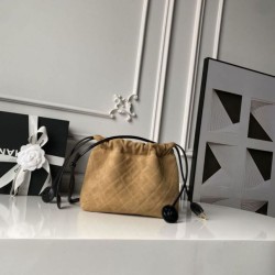 Luxury Replica Chanel AP5317 Suede Drawstring Bucket Bag Brown Knockoff Mirror Quality Replica Chanel AP5317 Suede Drawstring Bucket Bag Brown Clone