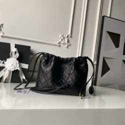 Mirror Quality Replica Chanel 26s Quilted Drawstring Bucket Bag AP5317 Black Clone