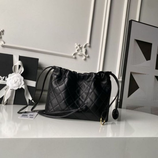 Luxury Replica Chanel 26s Quilted Drawstring Bucket Bag AP5317 Black Knockoff Mirror Quality Replica Chanel 26s Quilted Drawstring Bucket Bag AP5317 Black Clone