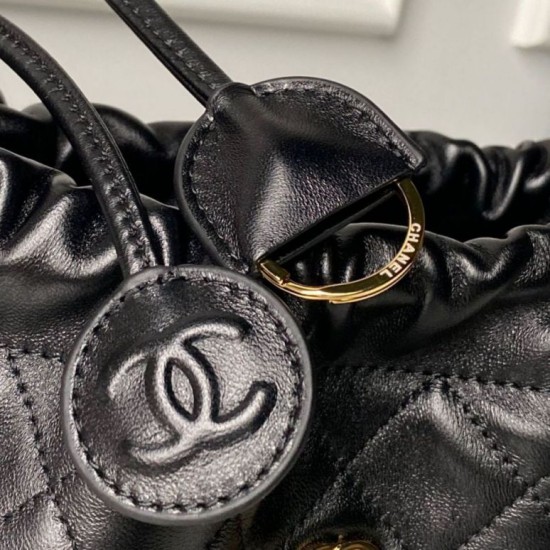Luxury Replica Chanel 26s Quilted Drawstring Bucket Bag AP5317 Black Knockoff Mirror Quality Replica Chanel 26s Quilted Drawstring Bucket Bag AP5317 Black Clone
