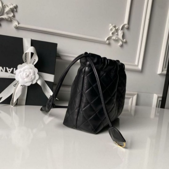 Luxury Replica Chanel 26s Quilted Drawstring Bucket Bag AP5317 Black Knockoff Mirror Quality Replica Chanel 26s Quilted Drawstring Bucket Bag AP5317 Black Clone