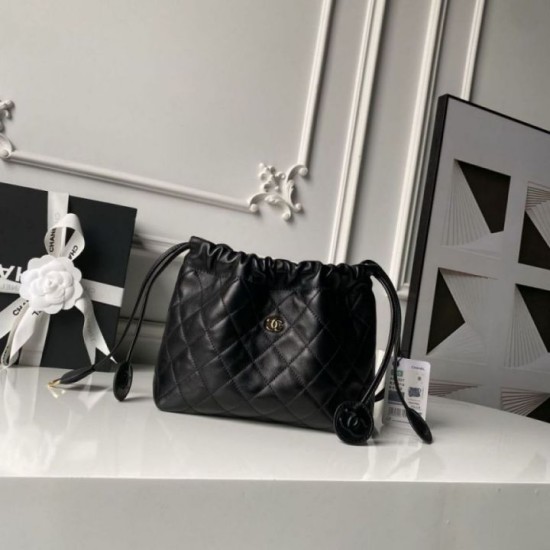 Luxury Replica Chanel 26s Quilted Drawstring Bucket Bag AP5317 Black Knockoff Mirror Quality Replica Chanel 26s Quilted Drawstring Bucket Bag AP5317 Black Clone