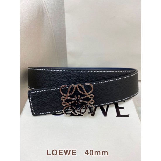 Mirror Quality Replica Loewe Anagram Reversible Belt 40mm Black/Navy Blue Clone