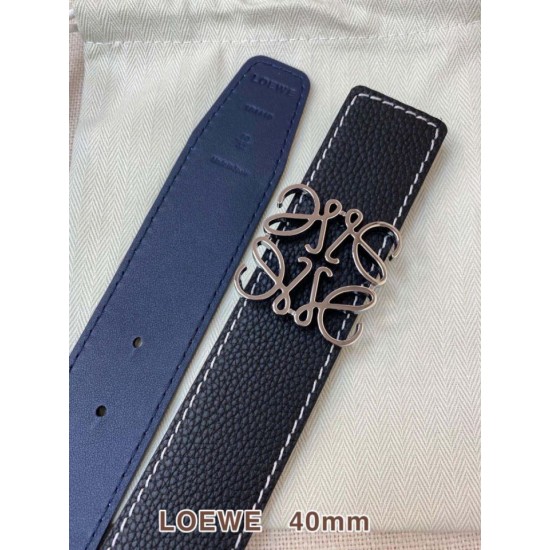 Mirror Quality Replica Loewe Anagram Reversible Belt 40mm Black/Navy Blue Clone