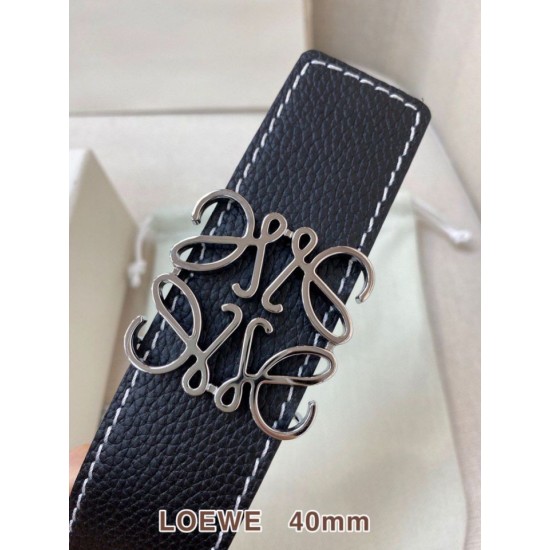 Mirror Quality Replica Loewe Anagram Reversible Belt 40mm Black/Navy Blue Clone