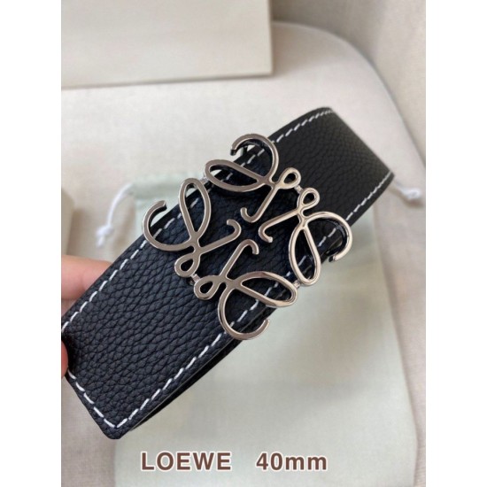 Mirror Quality Replica Loewe Anagram Reversible Belt 40mm Black/Navy Blue Clone