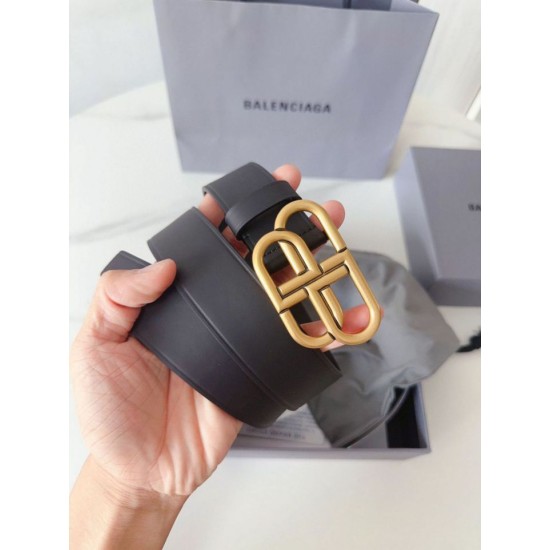 Mirror Quality Replica Balenciaga BB Belt with BB Logo Buckle 35mm Black Clone